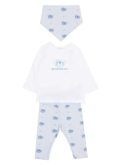 Givenchy Babies' Teddy Bear-print Baygrow (set Of Three) In Blue
