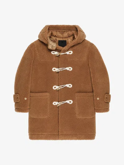 Givenchy Teddy Duffle Coat In Beige Camel