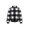 Givenchy Wool-blend Check-pattern Fleece Jacket In Blue