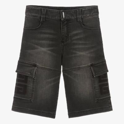 Givenchy Teen Boys Black Cotton Denim-look Shorts