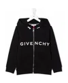 Givenchy Teen Logo-print Zip-up Hoodie In Black