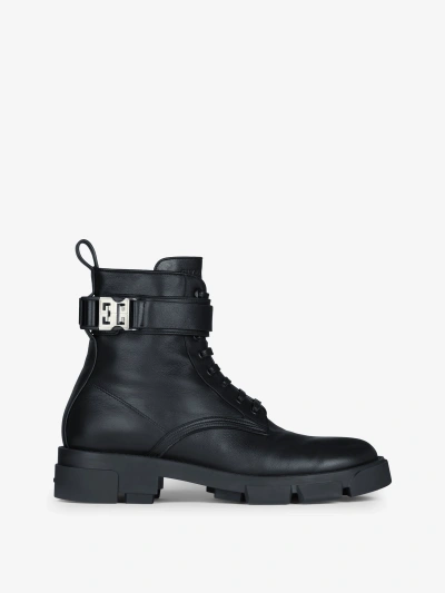 Givenchy Terra Boots In Leather With 4g Buckle In Black