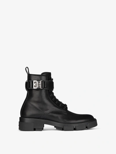 Givenchy Terra Boots In Leather With 4g Buckle In Black