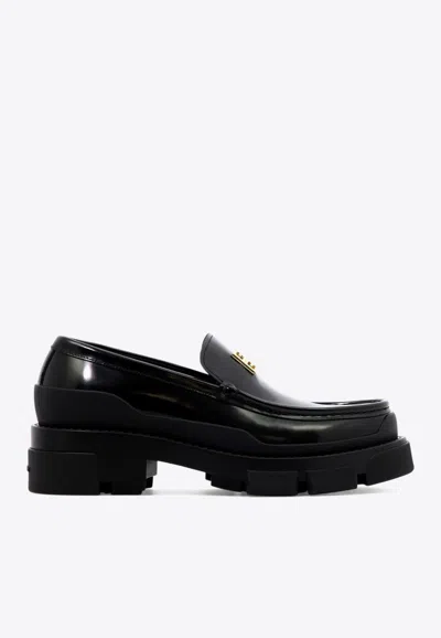 Givenchy Terra Brushed Leather Loafers In Black