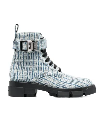 Givenchy Terra Heeled Ankle Boots In Blue