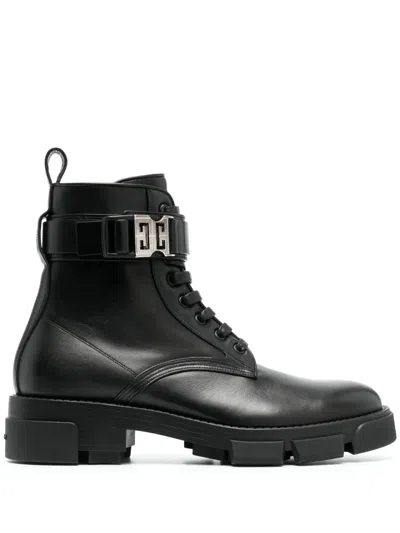 Givenchy Logo Jacquard Lace-up Ankle Boots In Black