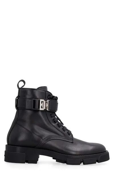 Givenchy Terra Leather Ankle Boots In Black