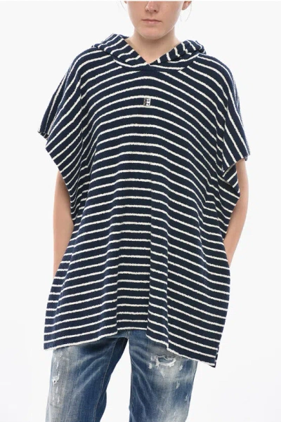 Givenchy Terry Hoodie With Awning Stripe Pattern In Blue