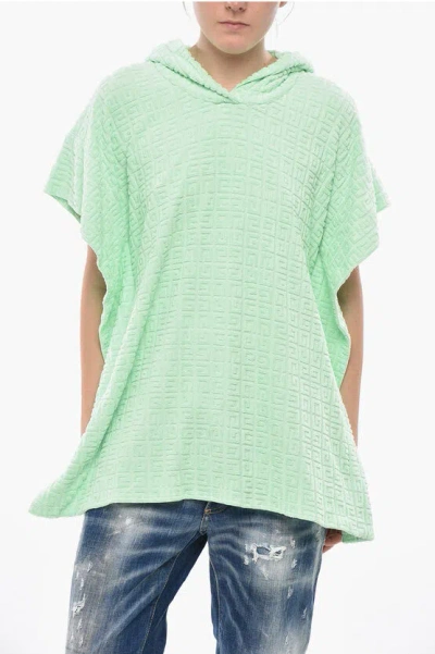 Givenchy Terry Poncho-fit Hoodie With Jacquard Monogram Pattern In Green