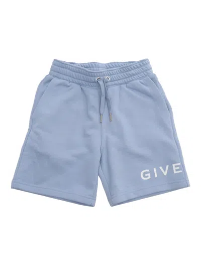 Givenchy Kids' Logo-print Cotton Shorts In Light Blue