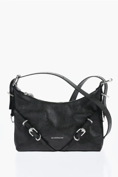 Givenchy Texture Leather Voyou Hobo Bag With Removable Strap In Black