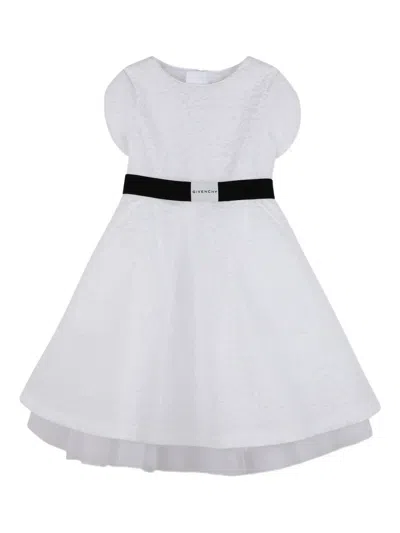Givenchy Kids' Textured Belt Dress In Gray