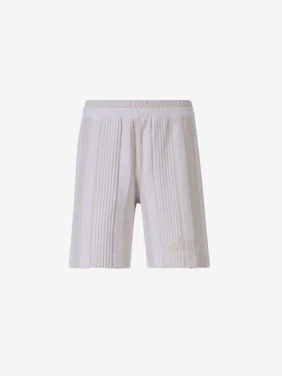 Givenchy Textured Bermuda Shorts With Striped Motif In Neutral