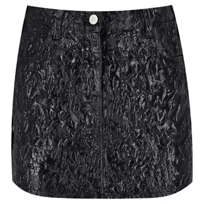 Pre-owned Givenchy Textured Cotton Mini Skirt With Side Zippers In Black