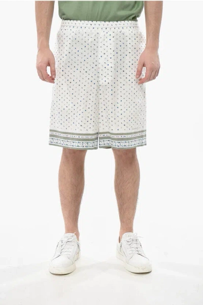 Givenchy Textured Cotton Shorts With Floral Pattern In White