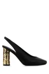 Givenchy Textured Gold Heel Slingback Heel In Black