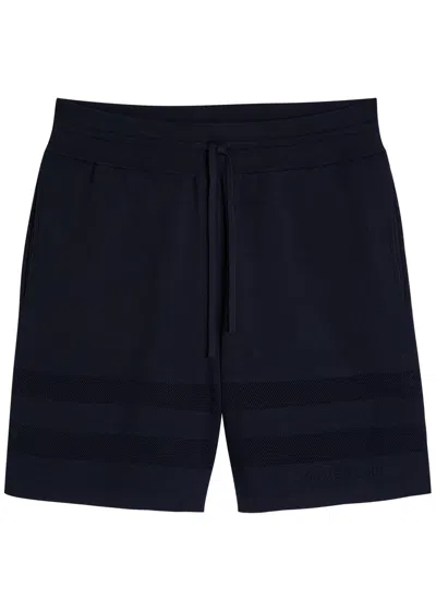 Givenchy Textured Knit Cotton-blend Shorts In Blue