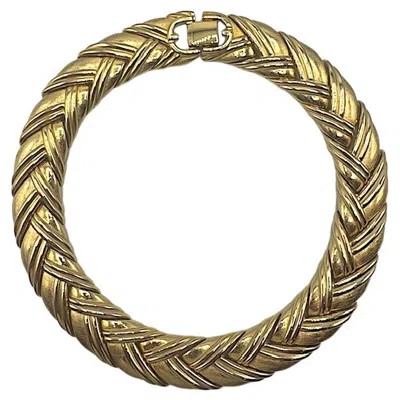 Pre-owned Givenchy Textured Satin And Shiny Gold Link Necklace In Multi