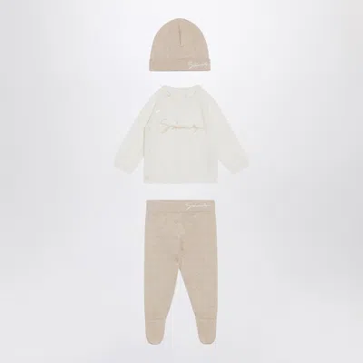 Givenchy Three-piece White/beige Cotton And Cashmere Set In Neutral