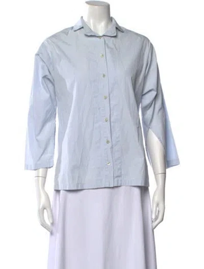 Pre-owned Givenchy Three-quarter Sleeve Button-up Top In Blue