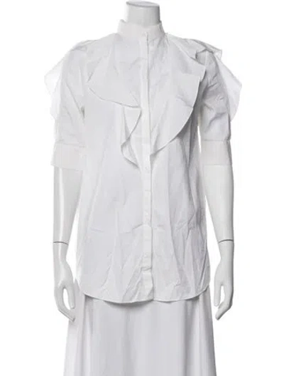 Pre-owned Givenchy Three-quarter Sleeve Button-up Top In White