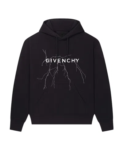 Givenchy Thunderbolt-print Cotton Hoodie In Black