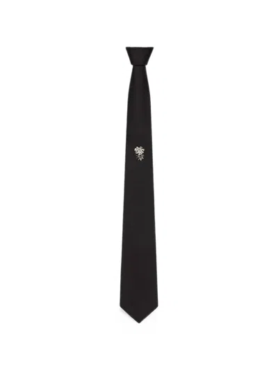Givenchy Tie In Silk Jacquard With Pearls And Beads Embroidery In Black