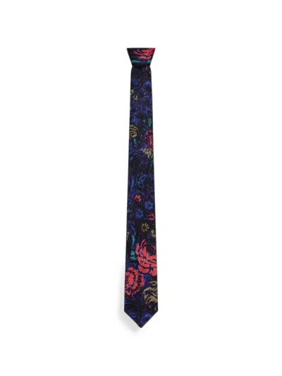 Givenchy Tie In Silk With Floral Print In Blue