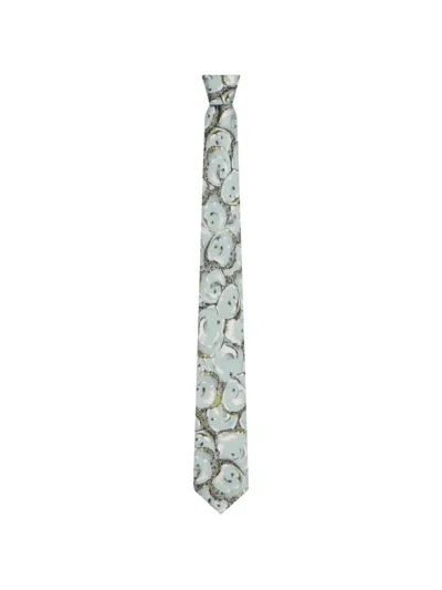 Givenchy Tie In Silk With Oysters Print In Blue