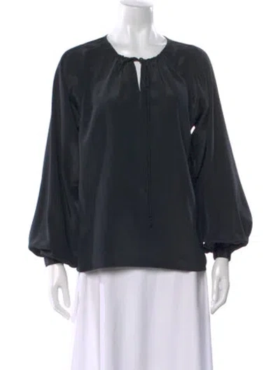Pre-owned Givenchy Tie Neck Long Sleeve Blouse In Black