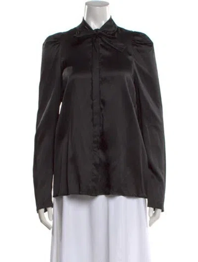 Pre-owned Givenchy Tie Neck Long Sleeve Blouse In Black
