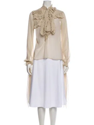 Pre-owned Givenchy Tie Neck Long Sleeve Blouse In Pink