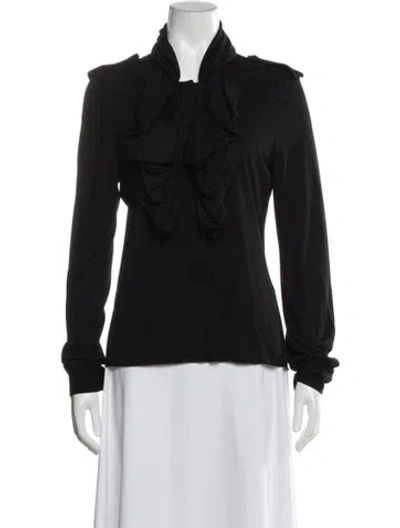 Pre-owned Givenchy Tie Neck Long Sleeve Top In Black