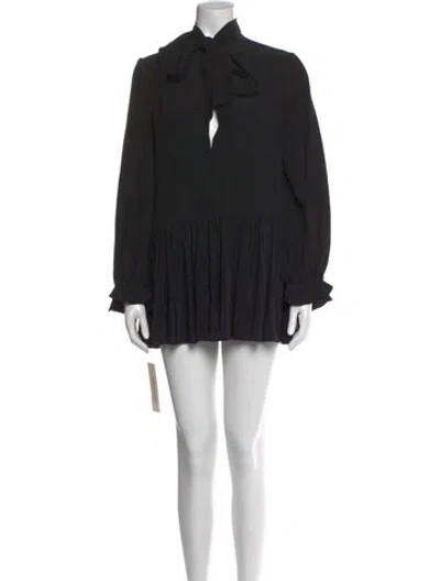 Pre-owned Givenchy Tie Neck Mini Dress In Black