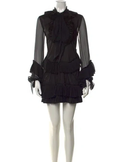 Pre-owned Givenchy Tie Neck Mini Dress In Black
