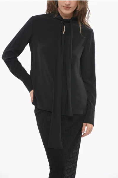 Givenchy Tie Neck Pure Silk Blouse In Black