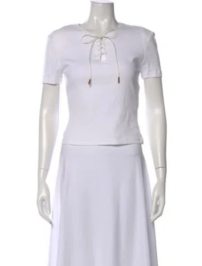 Pre-owned Givenchy Tie Neck Short Sleeve T-shirt In White