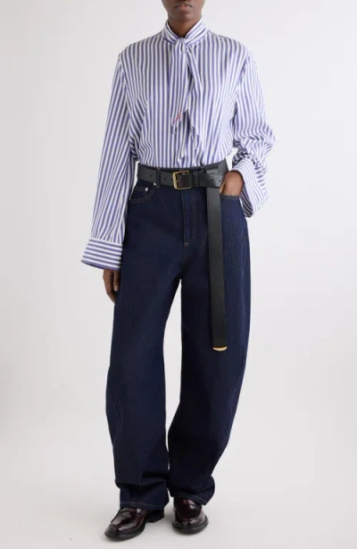 Givenchy Tie Neck Silk Striped Shirt In Multi