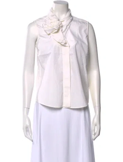 Pre-owned Givenchy Tie Neck Sleeveless Blouse In White