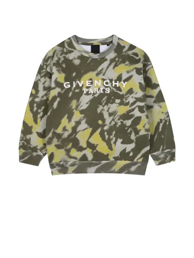Givenchy Kids' Tie-dye Logo-print Sweatshirt In Green
