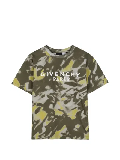 Givenchy Kids' Tie-dye Logo-print T-shirt In Green