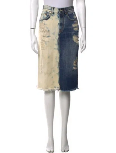 Pre-owned Givenchy Tie-dye Print Midi Length Skirt In Blue