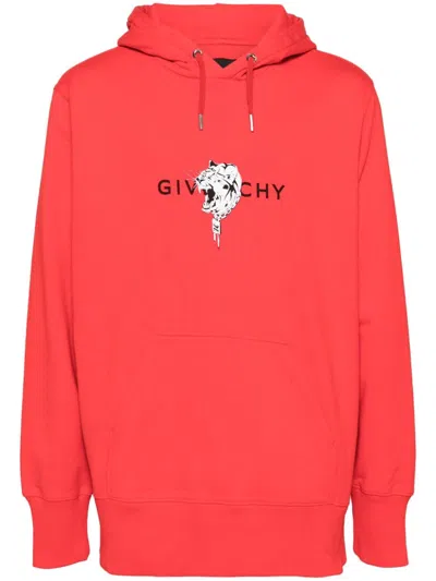 Givenchy Tiger Print Hoodie In Red