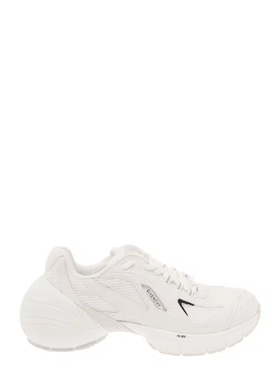 GIVENCHY GIVENCHY 'TK-MX' WHITE LOW TOP SNEAKERS WITH SIDE LOGO PRINT IN MESH AND FAUX LEATHER MAN