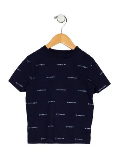 Pre-owned Givenchy Babies' Toddler Boys Branded Crewneck Shirt In Blue