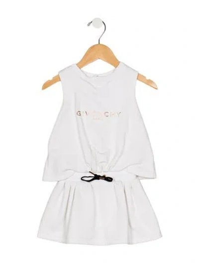 Pre-owned Givenchy Babies' Toddler Girls Branded Pattern Printed Dress In White
