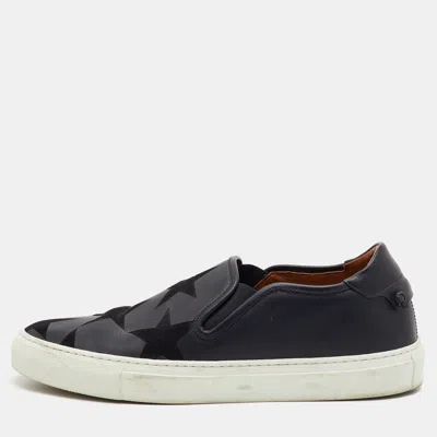 Pre-owned Givenchy Tonal Star Size 41 Suede Leather Street Skate Slip On Sneakers In Black
