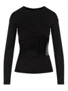 Givenchy Draped Top In Jersey And 4g Lace In Black