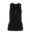 Givenchy Sleeveless Black Stretch Top With Silver Logo Detail In Black