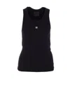 Givenchy Sleeveless Black Stretch Top With Silver Logo Detail In Black